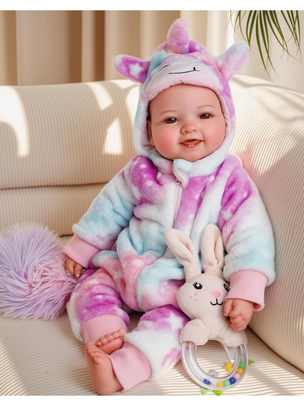 🆕17-inch Pink Girl Large Realistic Cute Soft Cloth Body Baby Doll